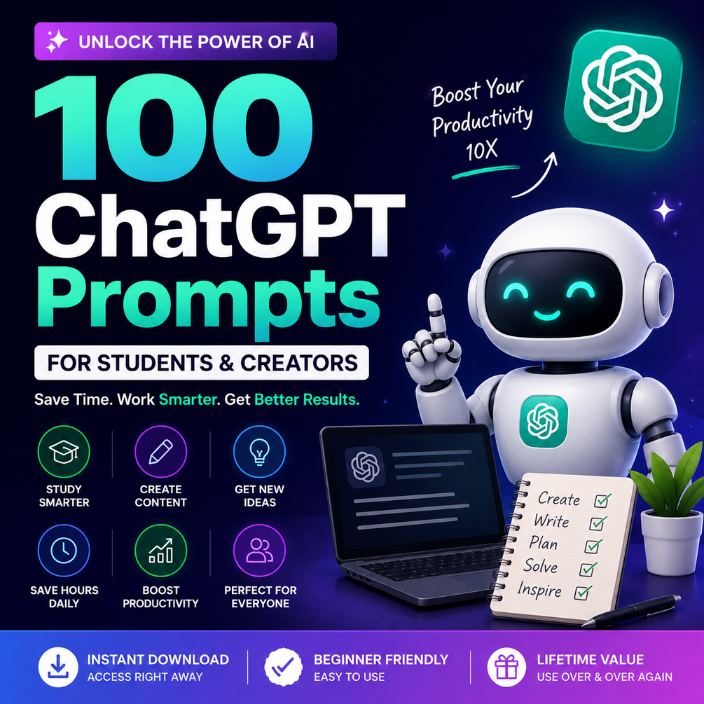 100 ChatGPT Prompts for Students & Creators | AI Productivity Toolkit