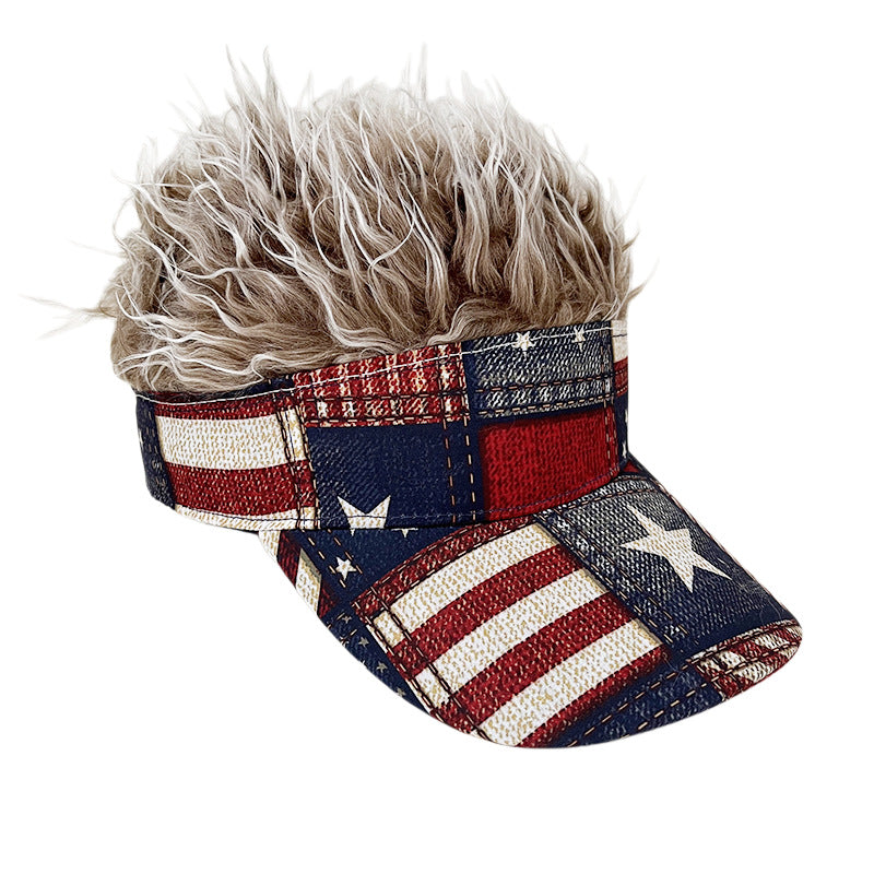 Simulation Wig Cap 250th Anniversary Baseball Cap Synthetic Short Hair Baseball Cap Spiked Hair Wig Hat Fake Hair Adjustable Sunshade Visor Fancy Performance Hip-Hop Headwear