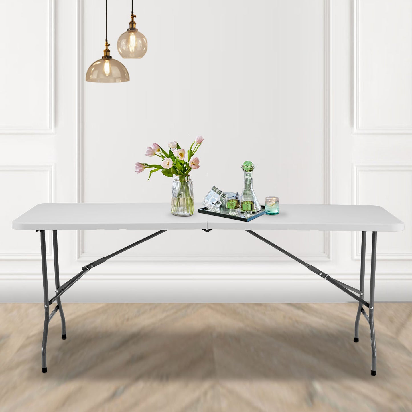 Folding Table Outdoor Indoor Heavy Duty Portable Table With Carrying Handle For Camping Picnic Party