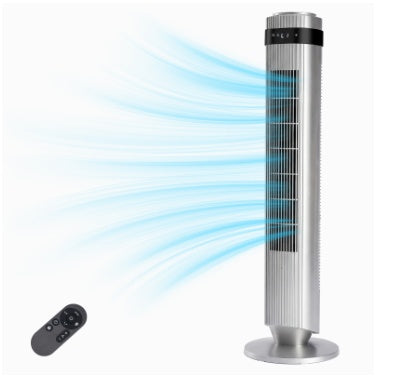 The Bedroom Is Equipped With A Silent Tower-type Fan, A 28-decibel Standing Fan, Intelligent Automatic Mode, And A 64  Swivel Bladeless Cooling Fan
