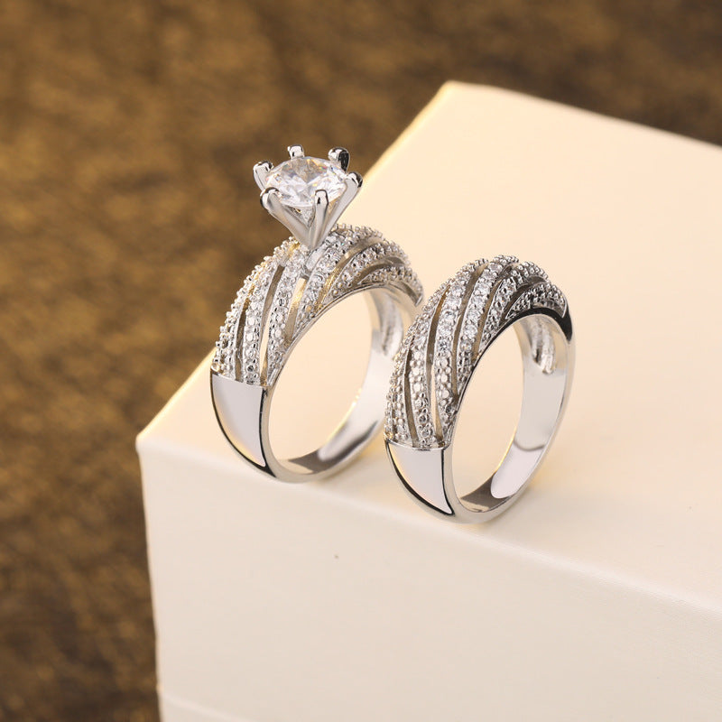 Wish hot sale full diamond double-layer simulation diamond set ring fe ...