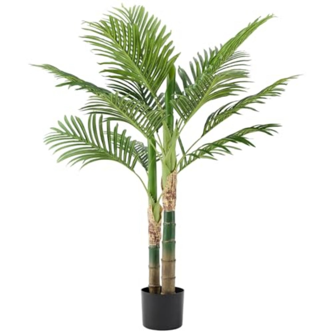 Artificial Palm Trees, Tall Artificial Plants With Realistic Indoor Leaves In Black Flowerpots