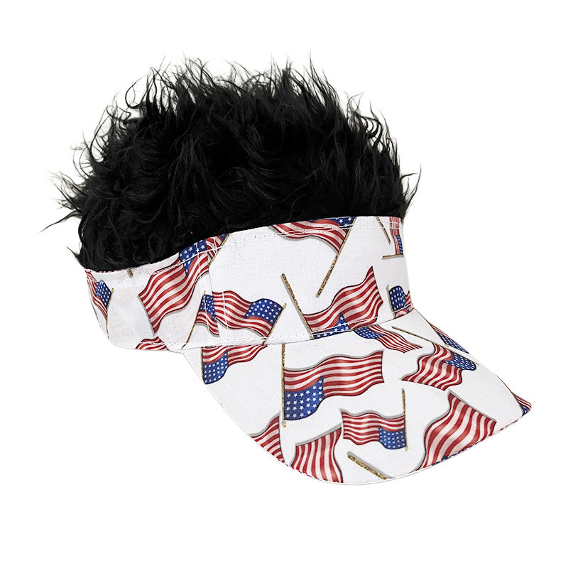 Simulation Wig Cap 250th Anniversary Baseball Cap Synthetic Short Hair Baseball Cap Spiked Hair Wig Hat Fake Hair Adjustable Sunshade Visor Fancy Performance Hip-Hop Headwear