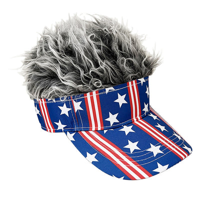 Simulation Wig Cap 250th Anniversary Baseball Cap Synthetic Short Hair Baseball Cap Spiked Hair Wig Hat Fake Hair Adjustable Sunshade Visor Fancy Performance Hip-Hop Headwear