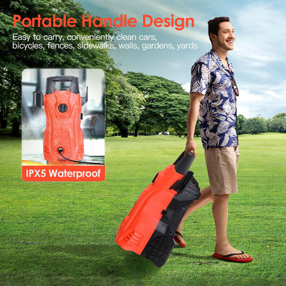 1Pc Electric High Pressure Washer 1740PSI  Powerful Car Washer Pressure Cleaner With Adjustable Spray Nozzle Soap Dispenser IPX5 Waterproof For Patio Garden Driveway