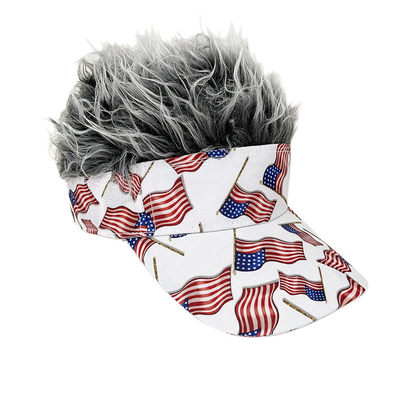 Simulation Wig Cap 250th Anniversary Baseball Cap Synthetic Short Hair Baseball Cap Spiked Hair Wig Hat Fake Hair Adjustable Sunshade Visor Fancy Performance Hip-Hop Headwear