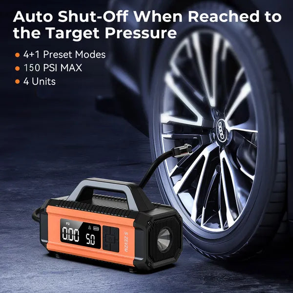S ZEVZO 2 In 1 Car Jump Starter With Air Compressor Air Inflator Battery Charge Jumper Booster Power Bank Flashlight