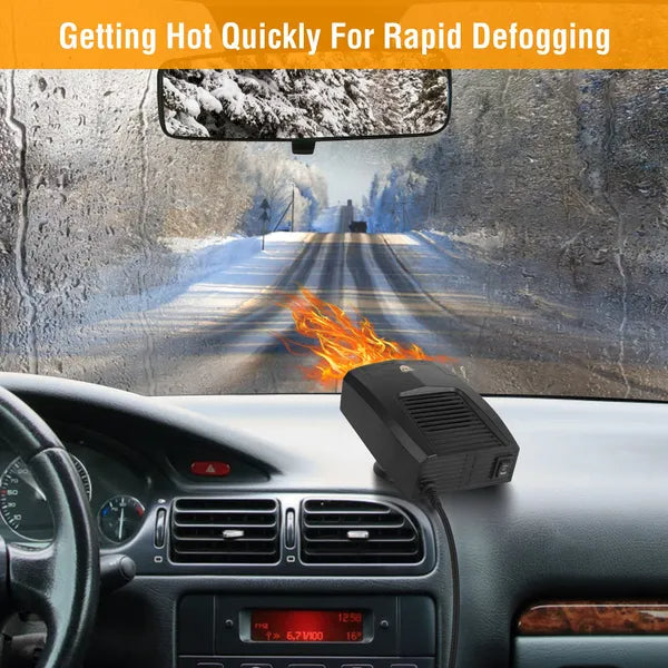 Portable Car Heater Heating Fan 2 In 1 Defroster Defogger Demister Windshield Heater Automotive Cooling Fan With Rotating Base