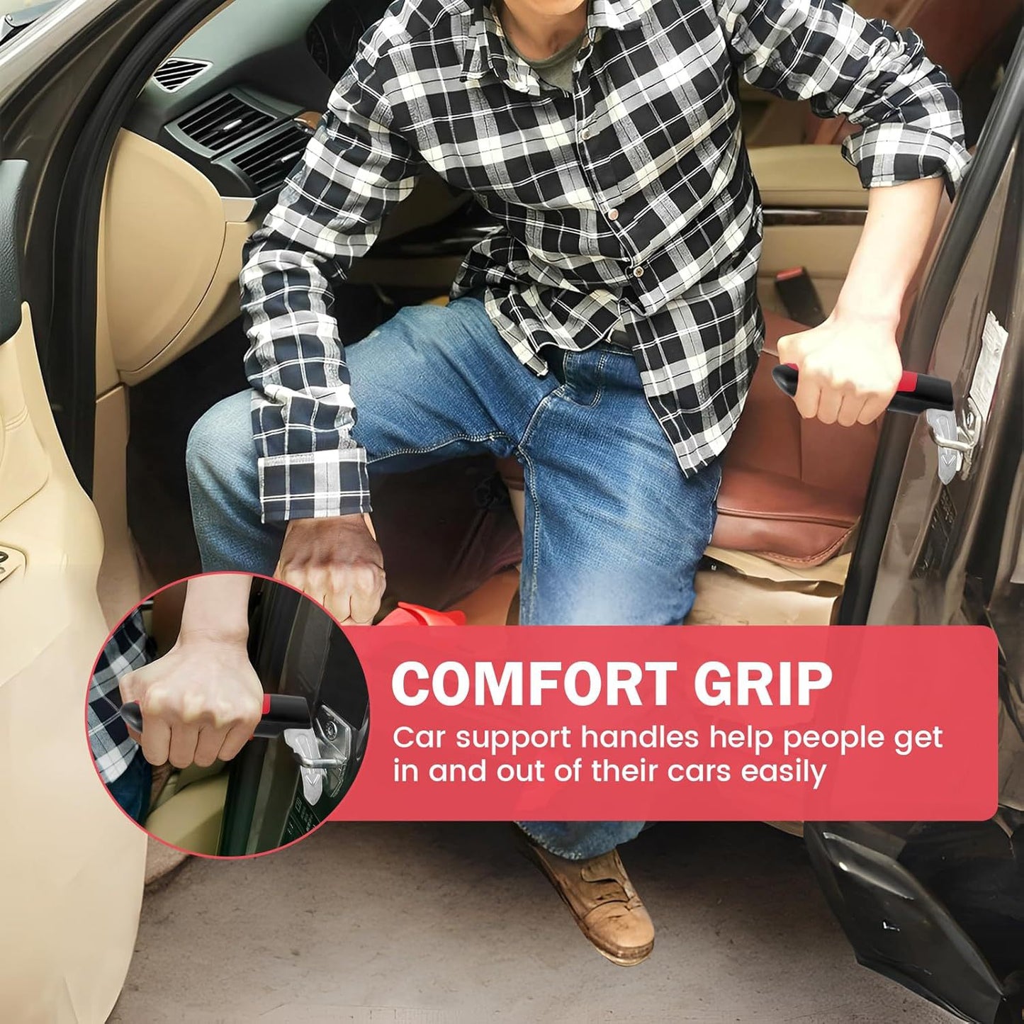 Car Door Assist Handle 2-in-1 Multifunctional Car Support Handle Window Breaker Seniors Car Handle Assist Emergency Tools
