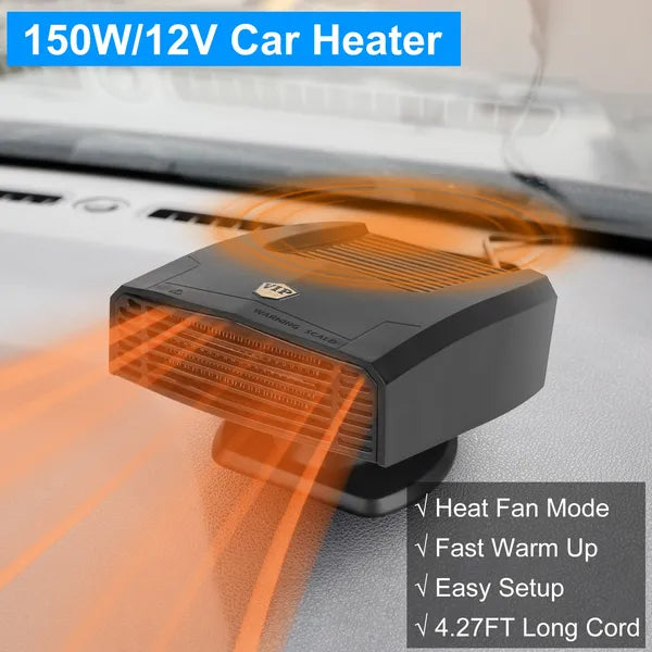 Portable Car Heater Heating Fan 2 In 1 Defroster Defogger Demister Windshield Heater Automotive Cooling Fan With Rotating Base