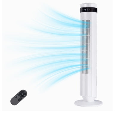 The Bedroom Is Equipped With A Silent Tower-type Fan, A 28-decibel Standing Fan, Intelligent Automatic Mode, And A 64  Swivel Bladeless Cooling Fan