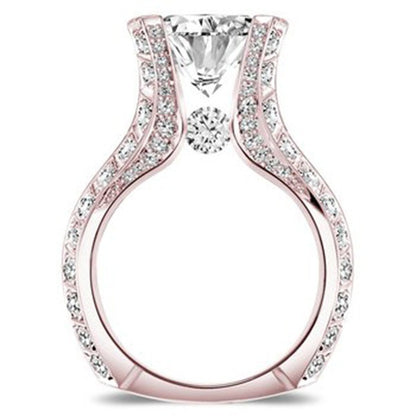 Rose Gold Electroplated Oval Shaped Zircon Engagement Ring