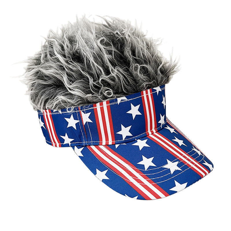 Simulation Wig Cap 250th Anniversary Baseball Cap Synthetic Short Hair Baseball Cap Spiked Hair Wig Hat Fake Hair Adjustable Sunshade Visor Fancy Performance Hip-Hop Headwear