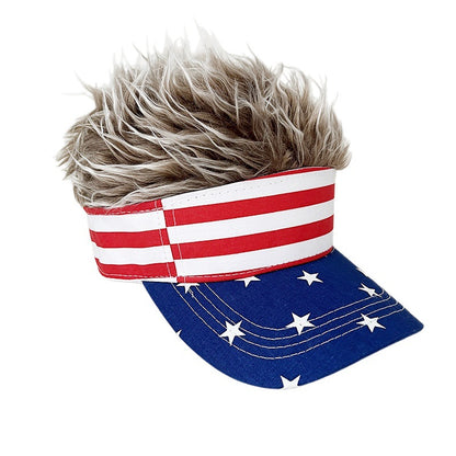 Simulation Wig Cap 250th Anniversary Baseball Cap Synthetic Short Hair Baseball Cap Spiked Hair Wig Hat Fake Hair Adjustable Sunshade Visor Fancy Performance Hip-Hop Headwear
