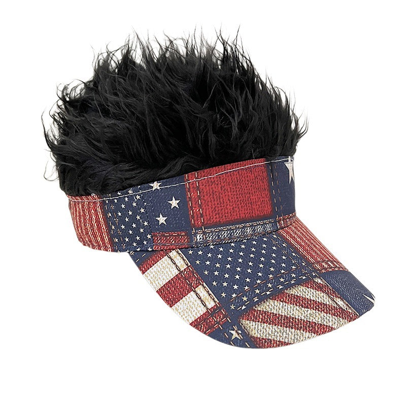 Simulation Wig Cap 250th Anniversary Baseball Cap Synthetic Short Hair Baseball Cap Spiked Hair Wig Hat Fake Hair Adjustable Sunshade Visor Fancy Performance Hip-Hop Headwear