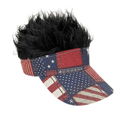 Simulation Wig Cap 250th Anniversary Baseball Cap Synthetic Short Hair Baseball Cap Spiked Hair Wig Hat Fake Hair Adjustable Sunshade Visor Fancy Performance Hip-Hop Headwear