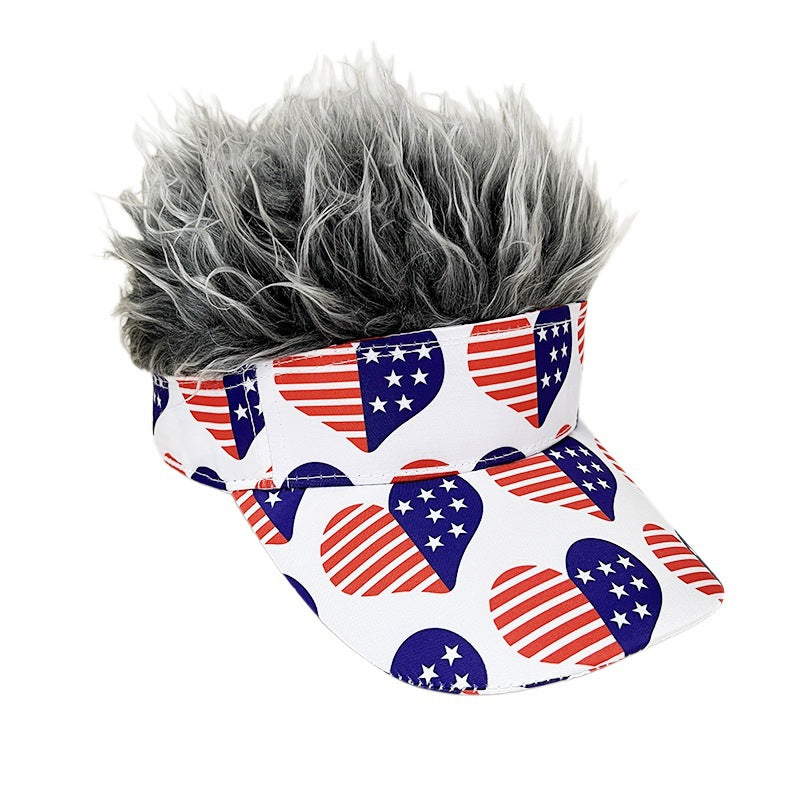 Simulation Wig Cap 250th Anniversary Baseball Cap Synthetic Short Hair Baseball Cap Spiked Hair Wig Hat Fake Hair Adjustable Sunshade Visor Fancy Performance Hip-Hop Headwear