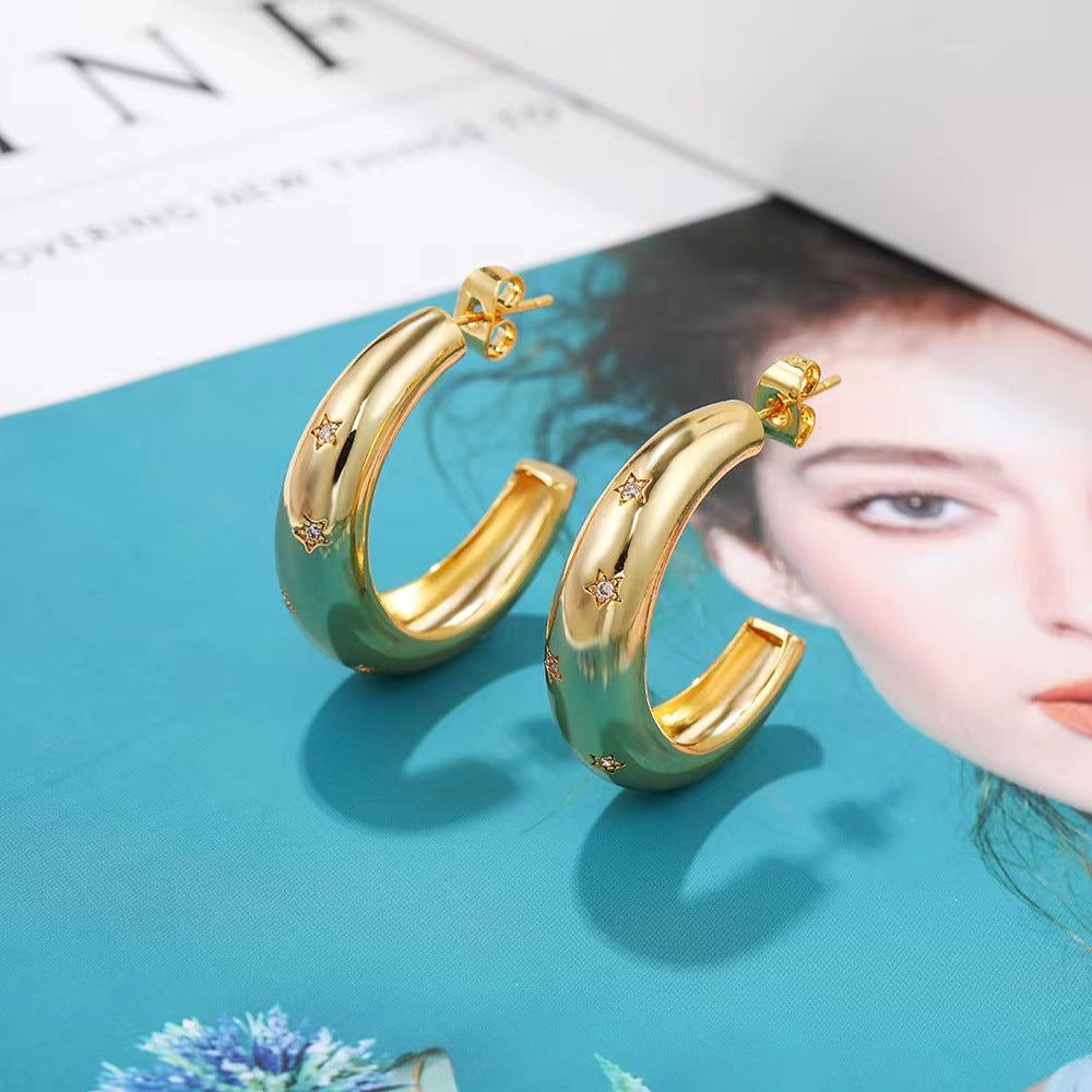 Creative Copper-plated Gold Versatile Elegant Niche Jewelry Earrings