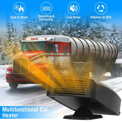 Portable Car Heater Heating Fan 2 In 1 Defroster Defogger Demister Windshield Heater Automotive Cooling Fan With Rotating Base