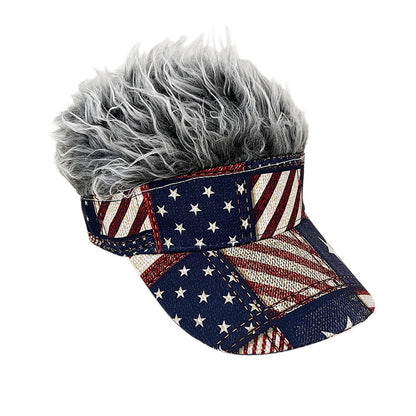 Simulation Wig Cap 250th Anniversary Baseball Cap Synthetic Short Hair Baseball Cap Spiked Hair Wig Hat Fake Hair Adjustable Sunshade Visor Fancy Performance Hip-Hop Headwear