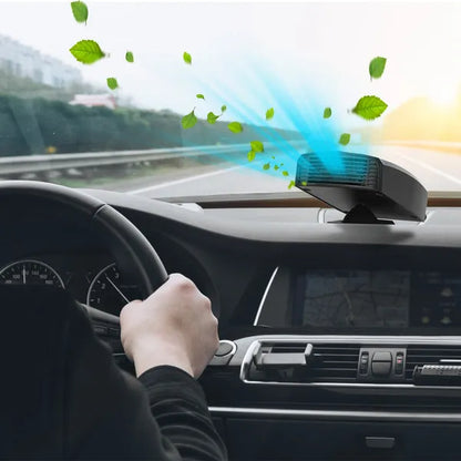 Portable Car Heater Heating Fan 2 In 1 Defroster Defogger Demister Windshield Heater Automotive Cooling Fan With Rotating Base