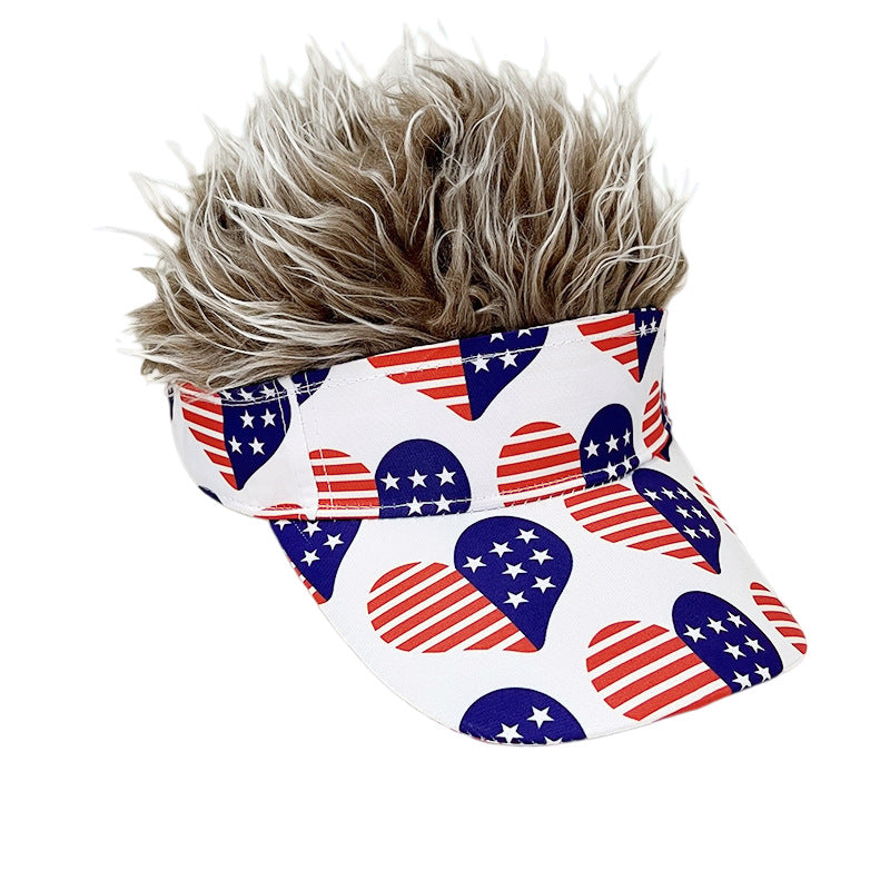 Simulation Wig Cap 250th Anniversary Baseball Cap Synthetic Short Hair Baseball Cap Spiked Hair Wig Hat Fake Hair Adjustable Sunshade Visor Fancy Performance Hip-Hop Headwear